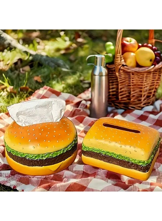 Novelty Hamburger Tissue Box Round PP Plastic Napkin Holder Kitchen Desk Decor Fun Gift - Image 2